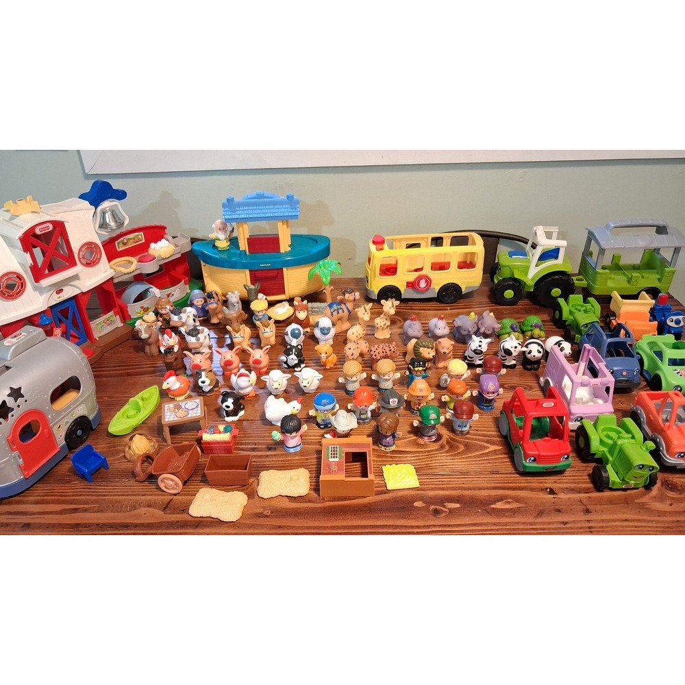 Fisher Price Little People Huge Lot Farm Noah's Ark Vehicles Camper Figures READ